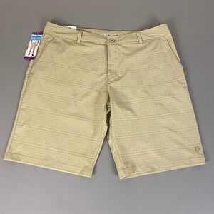 Hang‎ Ten Hybrid Shorts Men's Size 40 Beige Tan Striped Casual Walk New NWT